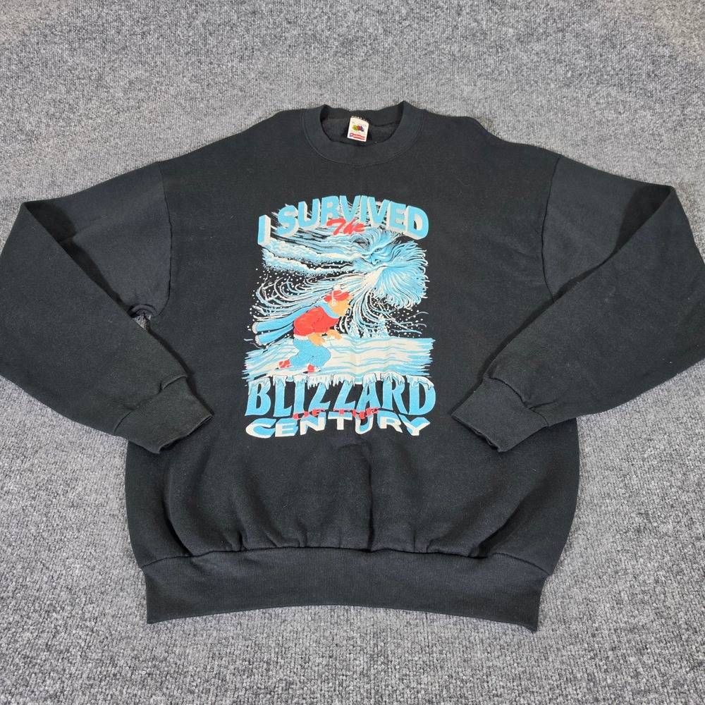 Vintage 1993 Blockbuster Video Blizzard of the Century Sweatshirt XL Fruit Loom